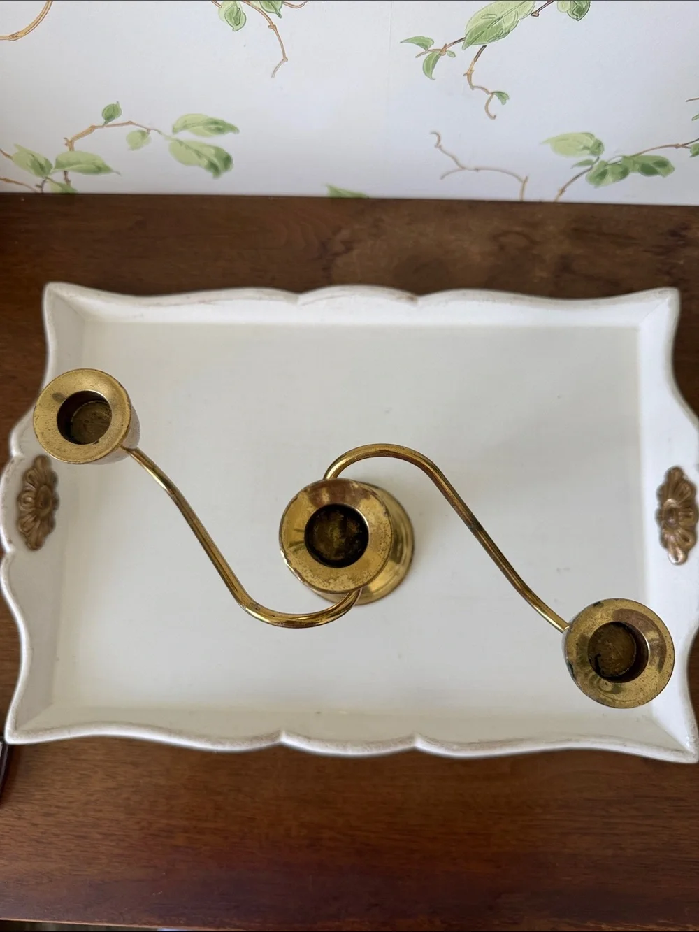 Vintage Jeweler’s Brass Hand Spun Twisted Two-Arm Candelabra